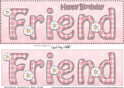 Large DL Happy Birthday FRIEND 3D decoupage