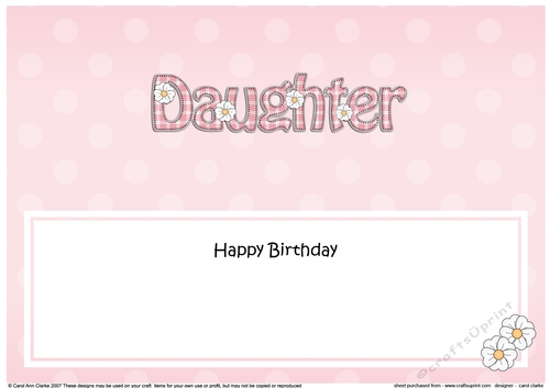 Large DL Happy Birthday DAUGHTER insert
