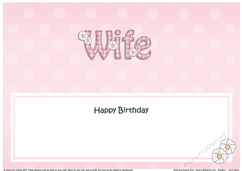 Large DL Happy Birthday WIFE insert