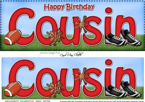 Large DL Happy Birthday COUSIN 3D decoupage