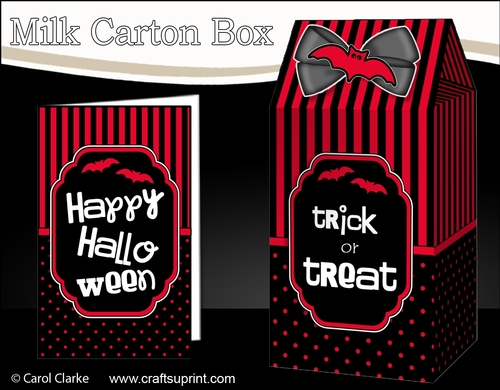 3D Halloween Spots & Stripes Milk Carton Treat Box