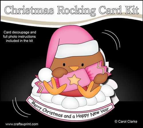 3D Shaped Rocking Christmas Card Mini Kit - Bobbin Robin is having an Xmas Cracker