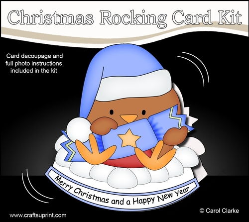 3D Shaped Rocking Christmas Card Mini Kit - Bobbin Robin is having an Xmas Cracker