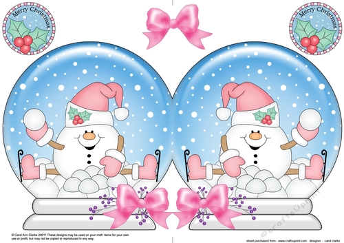 Christmas Snow Globe Shaped Card - Snowball Sam is having a Snowball Fight