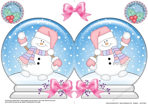 Christmas Snow Globe Shaped Card - Snowman Oli is Snowballing