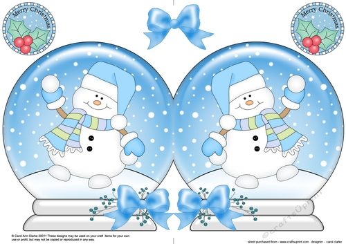 Christmas Snow Globe Shaped Card - Snowman Oli is Snowballing