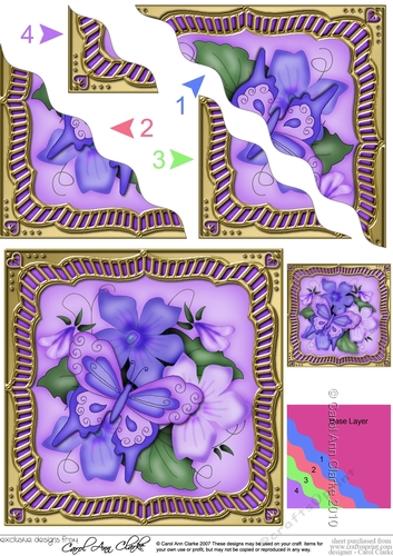 Flowers & Butterfly in a Gold Frame Wavey Corner Stacker