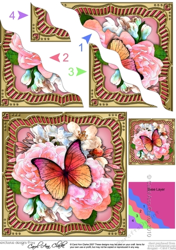 Flowers & Butterfly in a Gold Frame Wavey Corner Stacker