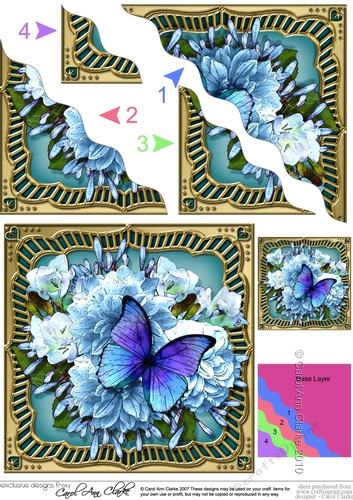 Flowers & Butterfly in a Gold Frame Wavey Corner Stacker