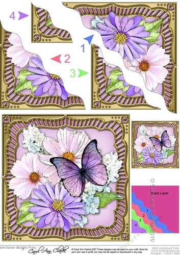 Flowers & Butterfly in a Gold Frame Wavey Corner Stacker
