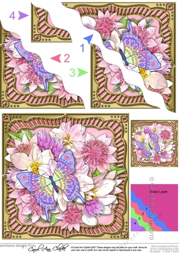 Flowers & Butterfly in a Gold Frame Wavey Corner Stacker