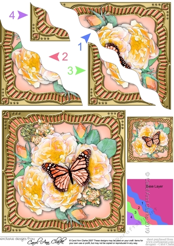Flowers & Butterfly in a Gold Frame Wavey Corner Stacker