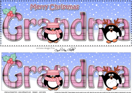 Large DL Merry Christmas GRANDMA 3D decoupage 