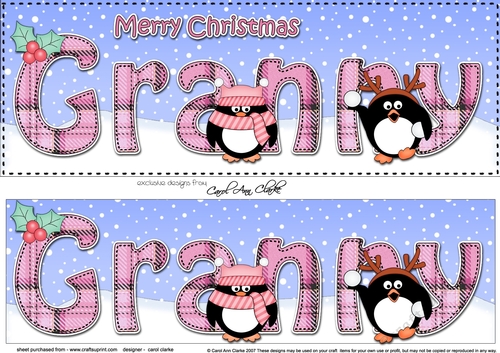 Large DL Merry Christmas GRANNY 3D decoupage 