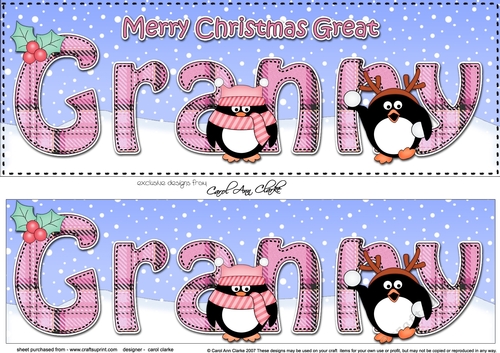 Large DL Merry Christmas GREAT GRANNY 3D decoupage 