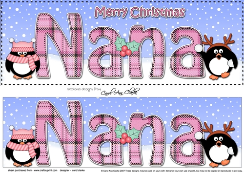 Large DL Merry Christmas NANA 3D decoupage 