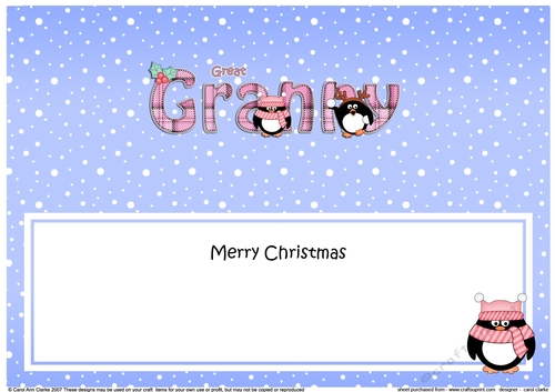 Large DL Merry Christmas GREAT GRANNY insert