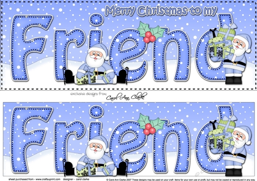 Large DL Merry Christmas FRIEND 3D decoupage 