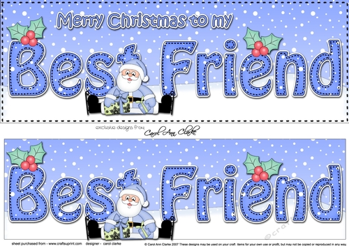 Large DL Merry Christmas BEST FRIEND 3D decoupage 