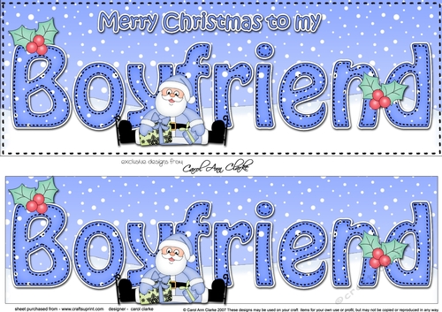 Large DL Merry Christmas BOYFRIEND 3D decoupage 