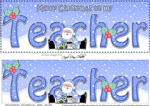 Large DL Merry Christmas to my TEACHER 3D decoupage 