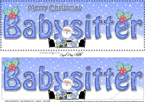 Large DL Merry Christmas BABYSITTER 3D decoupage 