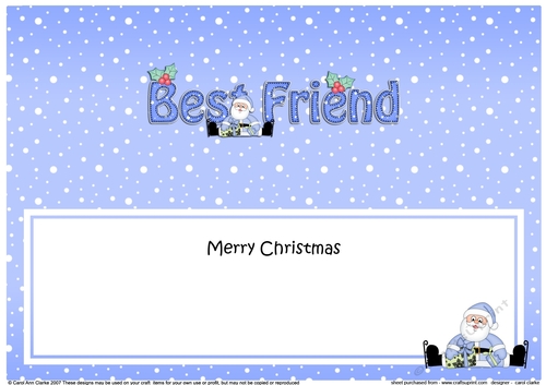 Large DL Merry Christmas BEST FRIEND insert