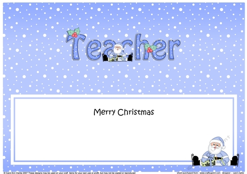 Large DL Merry Christmas TEACHER insert