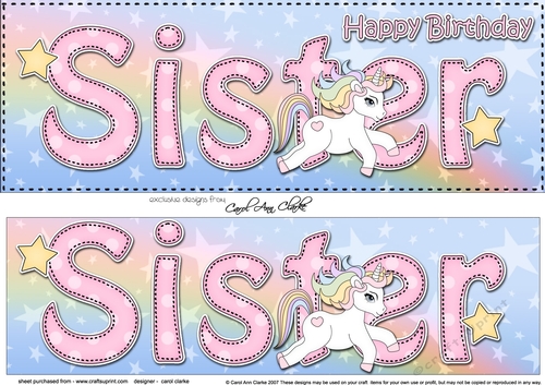 Large DL Happy Birthday SISTER 3D decoupage
