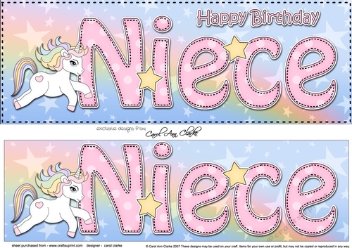 Large DL Happy Birthday NIECE 3D decoupage