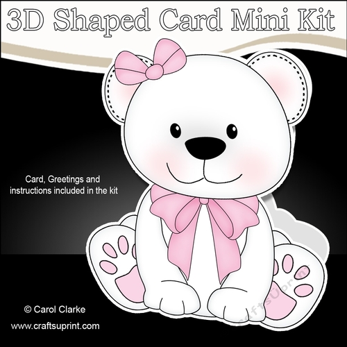 3D Shaped Card  Kit - Cute Little Belle Bear