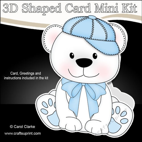 3D Shaped Card  Kit - Cute Little Bobbi Bear