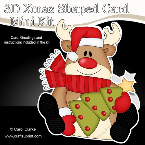 3D Shaped Christmas Card Kit - Rudolph has an Xmas Tree