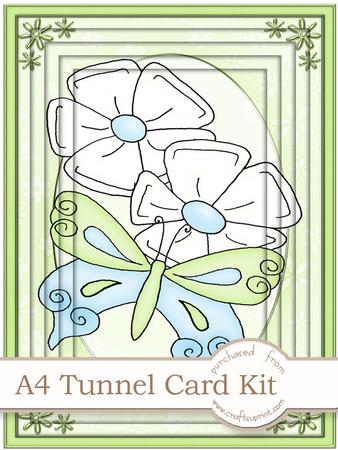 A4 Fluttery Butterfly in Lime Tunnel Card Kit
