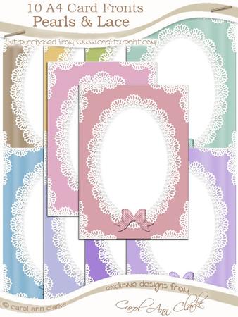 A4 Pearls and Lace Card Fronts Kit