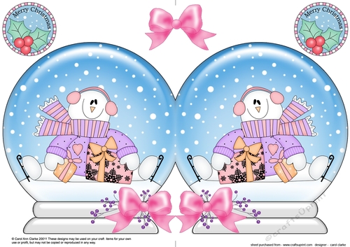 Christmas Snow Globe Shaped Card - Snowman Rio has Xmas Presents