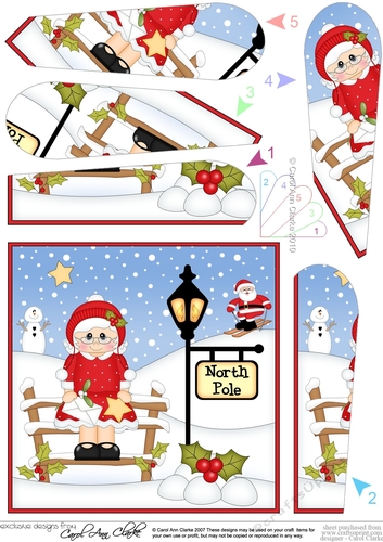 Christmas Old Lady is at the North Pole Fan Pyramage Topper
