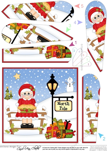 Christmas Old Lady is at the North Pole Fan Pyramage Topper