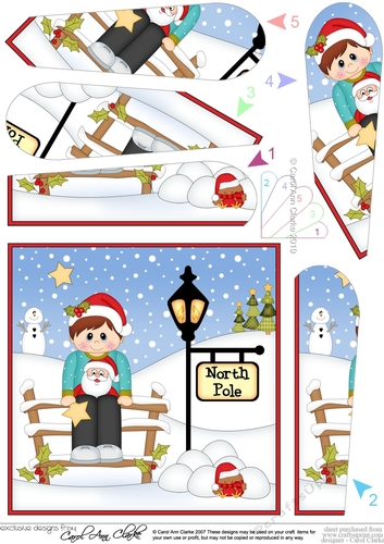 Christmas Boy is at the North Pole Fan Pyramage Topper