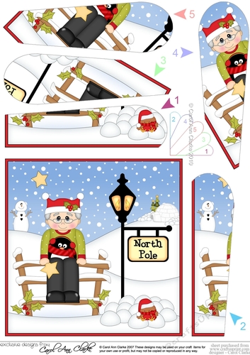 Christmas Old Man is at the North Pole Fan Pyramage Topper