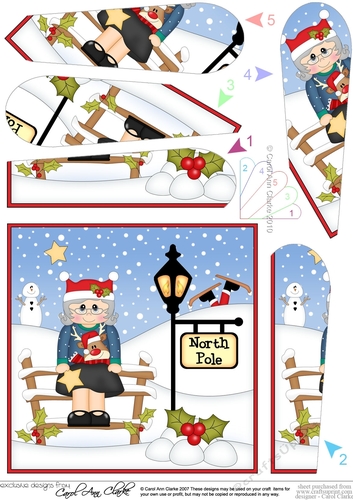 Christmas Old Lady is at the North Pole Fan Pyramage Topper