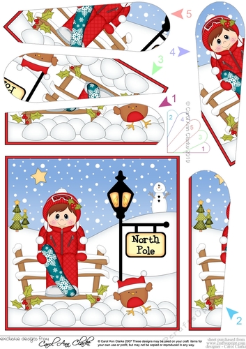 Christmas Boy is at the North Pole Fan Pyramage Topper