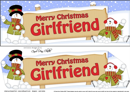 large DL Merry Christmas GIRLFRIEND with Snowman 3D decoupage
