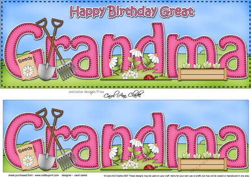 Large DL Happy Birthday GREAT GRANDMA 3D decoupage
