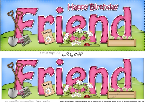 Large DL Happy Birthday FRIEND 3D decoupage