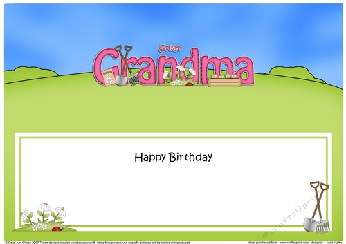 Large DL Happy Birthday GREAT GRANDMA insert