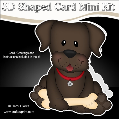 3D Shaped Card  Kit - Little Chocolate Labrador Dog Chip