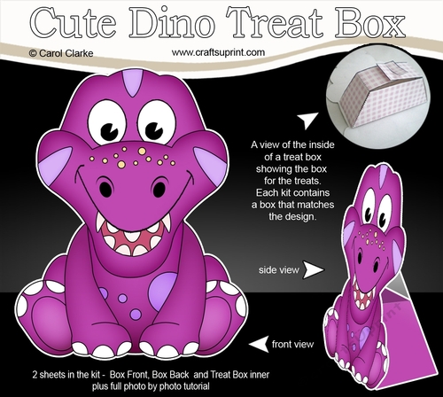 3D Cute Dino Treat Box Gift Set Mini Kit - Cute Little Bobosaur Dino