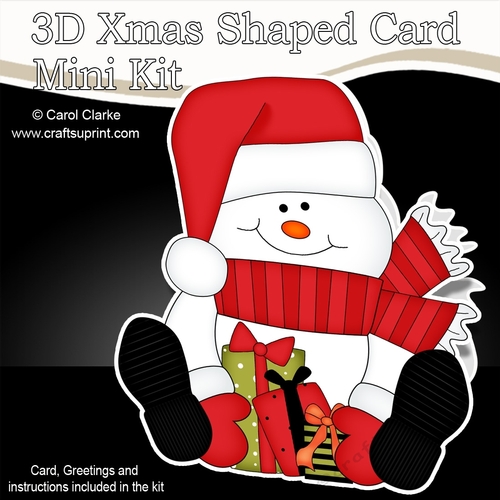 3D Shaped Christmas Card Kit - Snowman Oli has Xmas Presents