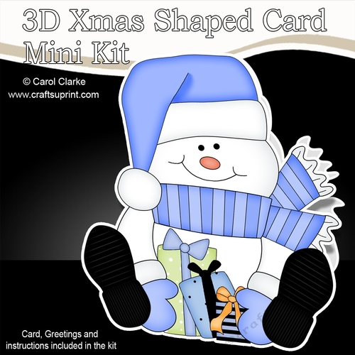 3D Shaped Christmas Card Kit - Snowman Oli has Xmas Presents